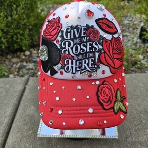 Red and White Hat with Bold Design
